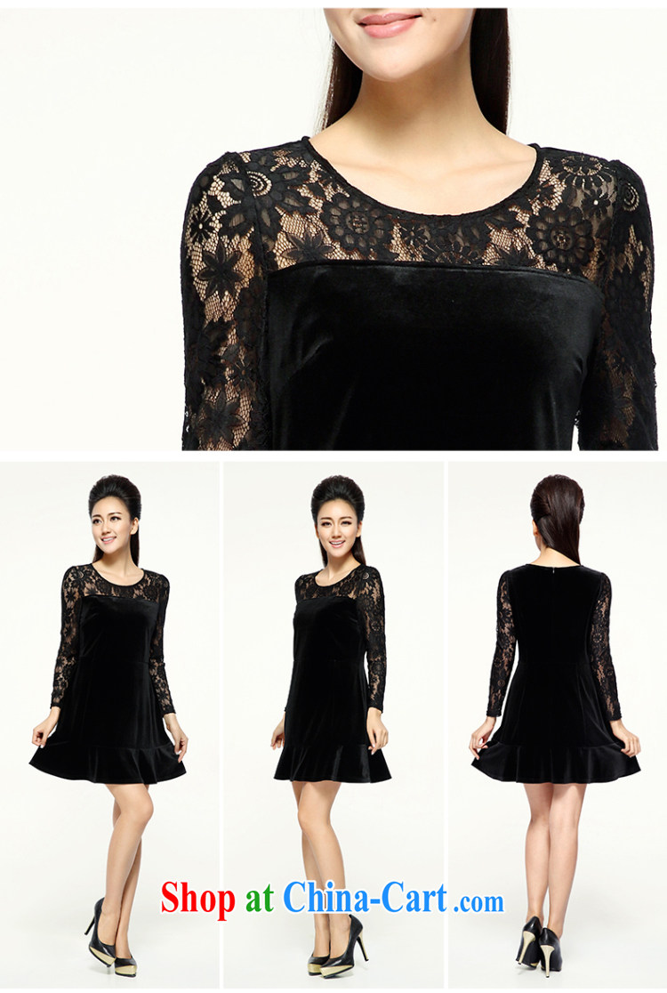 The Mak larger women 2014 winter clothing new mm thick Korean lace Openwork graphics thin dress 944101652 black 6 XL pictures, price, brand platters! Elections are good character, the national distribution, so why buy now enjoy more preferential! Health