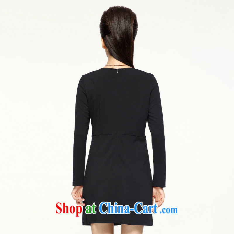 The Mak is the female 2014 winter clothing new thick mm stylish and simple graphics thin long-sleeved dress 944101639 black 5 XL, former Yugoslavia, Mak, and shopping on the Internet
