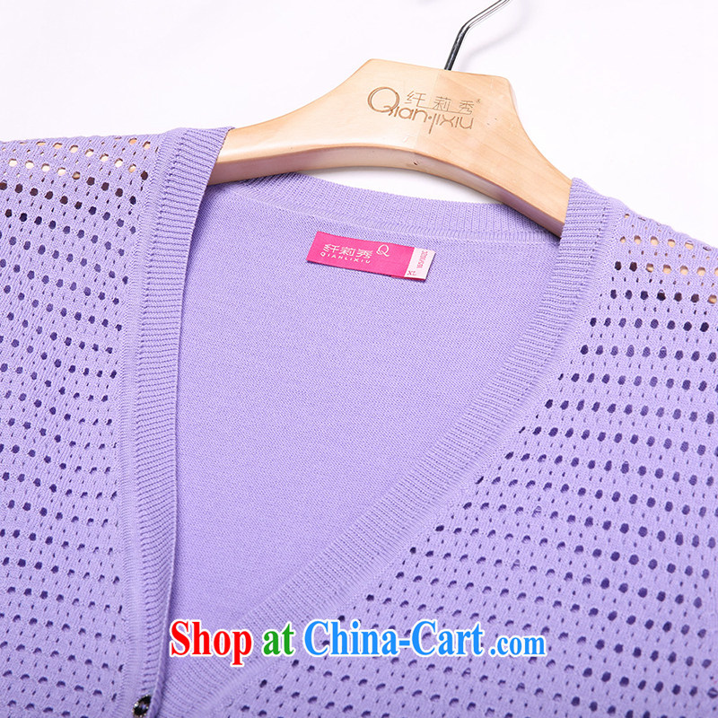 Slim Li-su 2014 autumn new, larger female thick mm Openwork beauty knitting long-sleeved cardigan sweater Q 5820 powder blue XL, slim Li-su, and shopping on the Internet