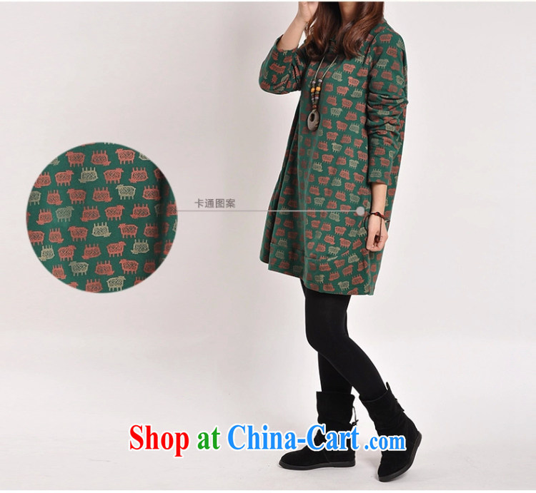 Dora, honey-spring 2015 Korean version the Code women loose retro stamp the lint-free cloth in thick long dresses 10603495 dark green XXL pictures, price, brand platters! Elections are good character, the national distribution, so why buy now enjoy more preferential! Health