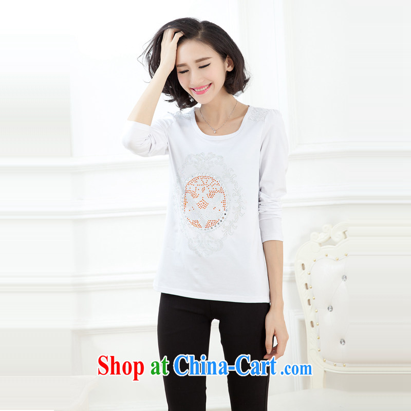 Increase the US XL thick MM Load fall 2015 female new, larger female long-sleeved shirt T Korean Beauty graphics thin solid shirt by red 4 XL, increase the US, shopping on the Internet