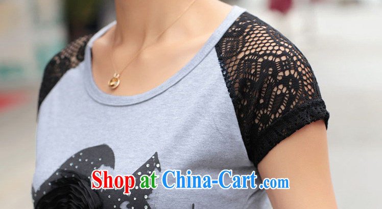 Increase the thick mm summer 2015 larger female new short-sleeved shirt T three-dimensional flowers thick sister solid shirt gray 3 XL pictures, price, brand platters! Elections are good character, the national distribution, so why buy now enjoy more preferential! Health