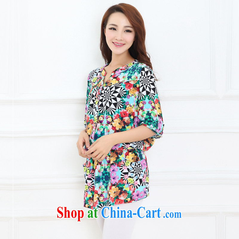 Increase the emphasis on MM summer 2015 and is indeed increasing, female loose video slim, sleeves, floral girls shirt suit 3 XL, increase the US, shopping on the Internet