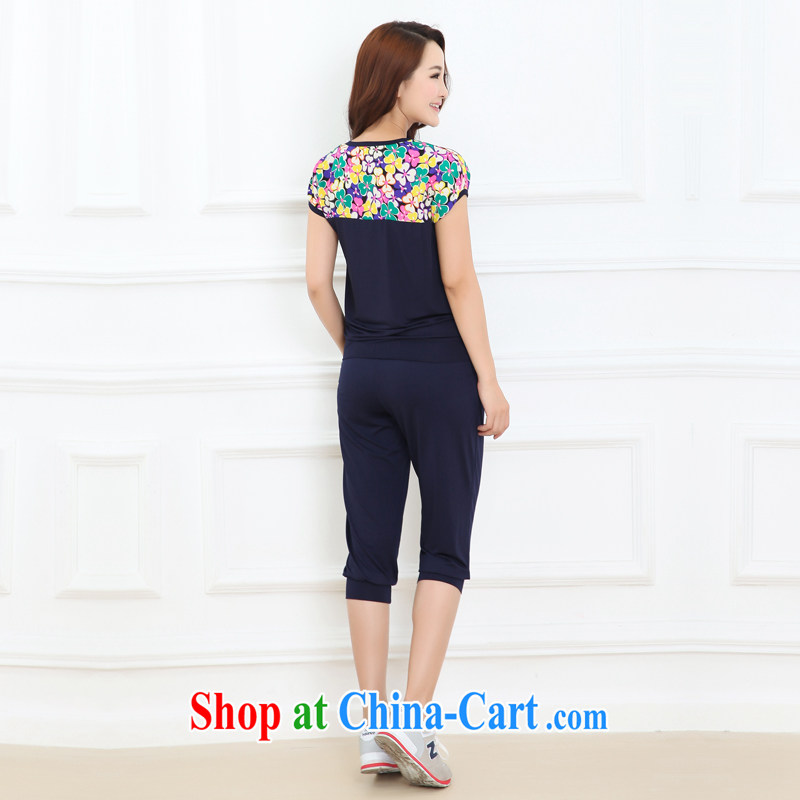 Increase the emphasis on MM summer 2015 and indeed increase, female fat sister short-sleeved 7 graphics thin Sport Kits Lake blue 4XL, increase the US, shopping on the Internet