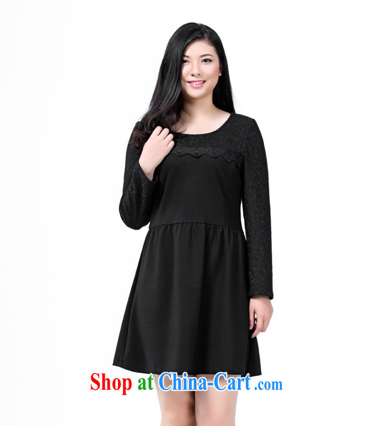 Colorful, larger female 2014 autumn and winter solid long-sleeved dresses Korean version with the waist graphics thin H 1002 black 5 XL pictures, price, brand platters! Elections are good character, the national distribution, so why buy now enjoy more preferential! Health