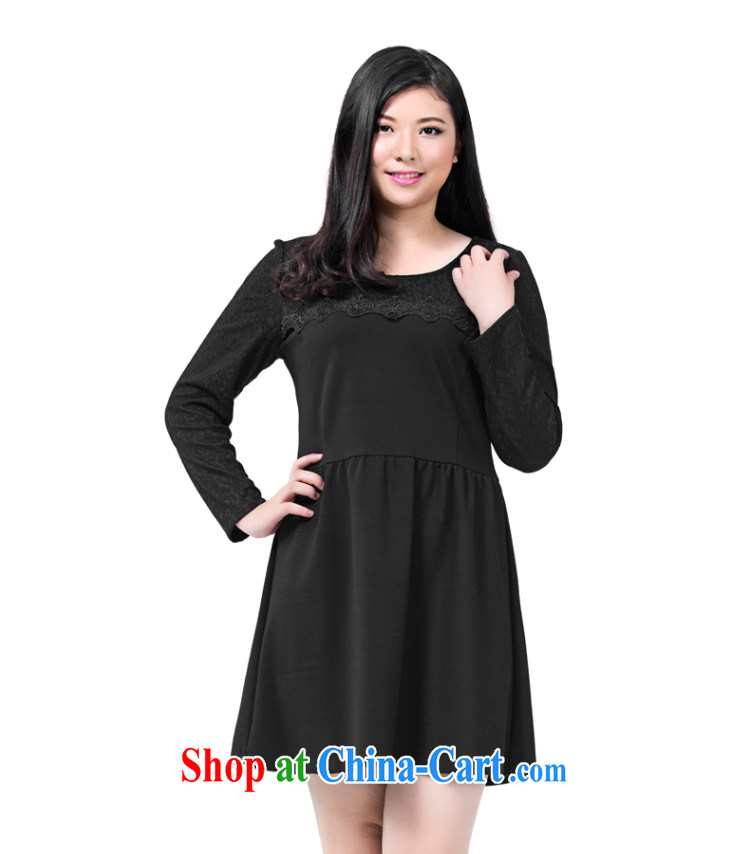 Colorful, larger female 2014 autumn and winter solid long-sleeved dresses Korean version with the waist graphics thin H 1002 black 5 XL pictures, price, brand platters! Elections are good character, the national distribution, so why buy now enjoy more preferential! Health