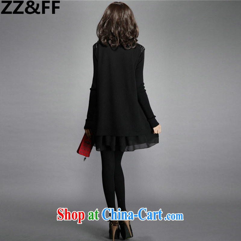 ZZ &FF 2015 spring new and indeed increase, women mm thick dress loose video thin knitted long sleeved dresses female black XXXXL, ZZ &FF, shopping on the Internet