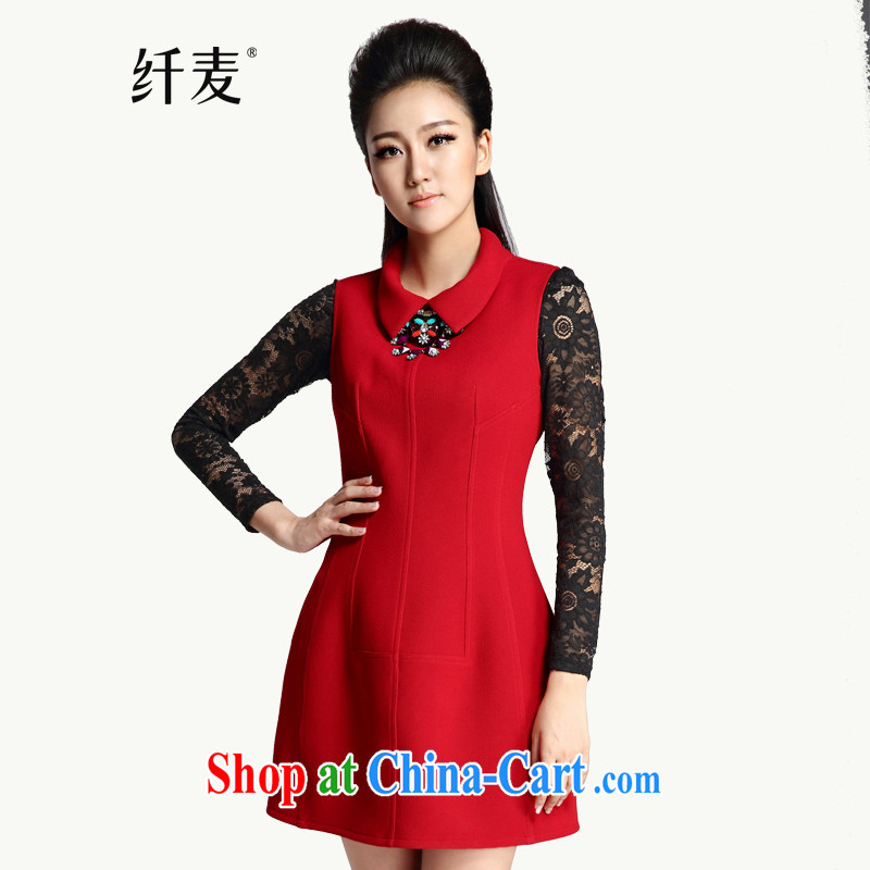 The Mak is the women's clothing 2014 winter clothing new mm thick Korean video thin solid-colored sleeveless dresses red 944104684 6 XL