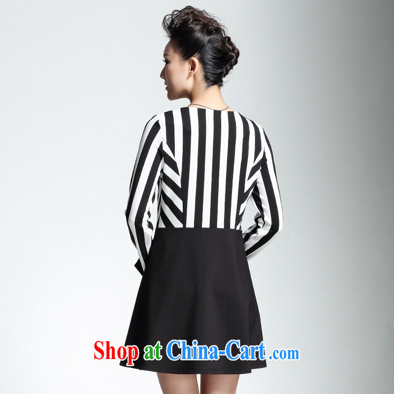 The Mak is the female 2014 winter clothing new thick mm stylish stripes graphics thin long-sleeved dress 944101688 5 XL, former Yugoslavia, Mak, and shopping on the Internet