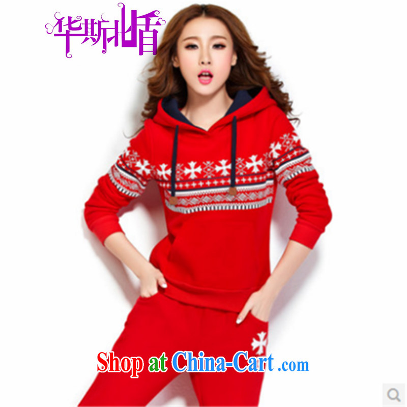 Autumn and Winter Sweater new sport and leisure package Korean style two-piece large, long-sleeved pants female Red XXL and North shields, shopping on the Internet