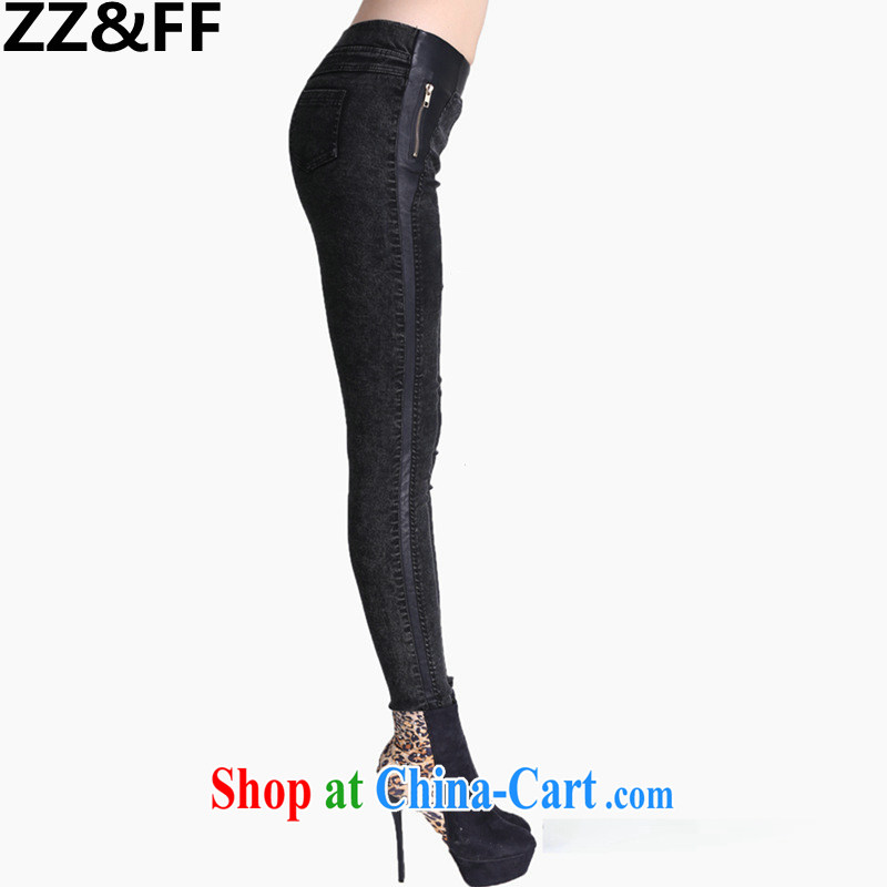 ZZ &FF 2015 spring new and indeed increase, female fat mm video thin pencil trousers castor pants jeans black XXXXL, ZZ &FF, shopping on the Internet
