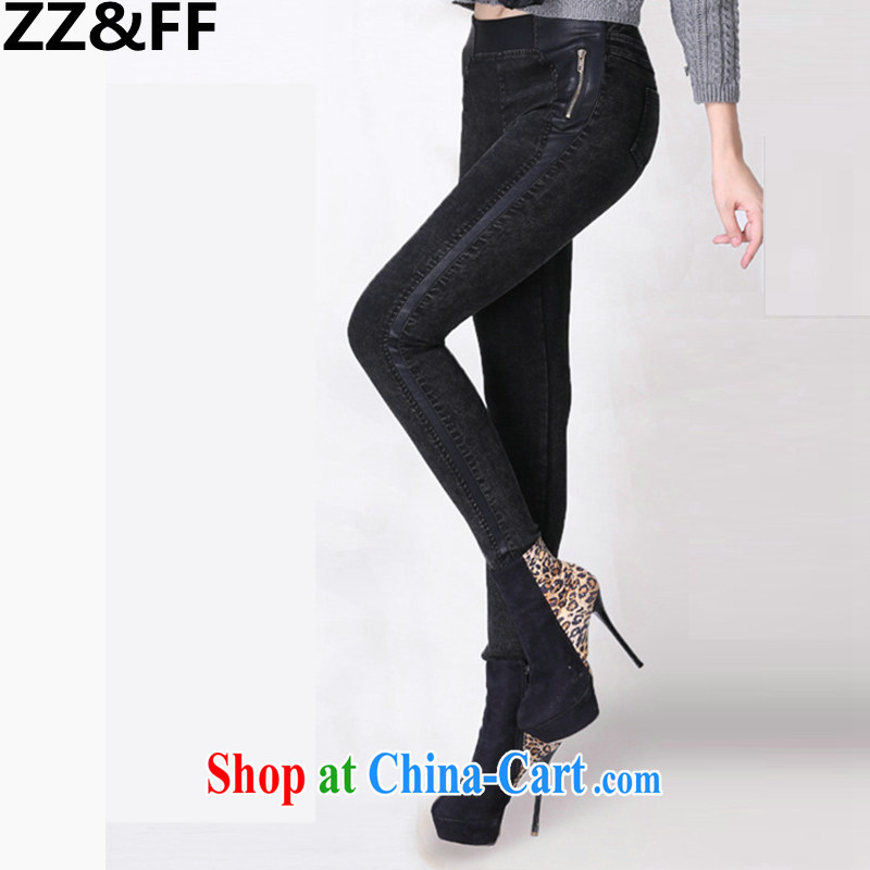 ZZ &FF 2015 spring new and indeed increase, female fat mm video thin pencil trousers castor pants jeans black XXXXL, ZZ &FF, shopping on the Internet