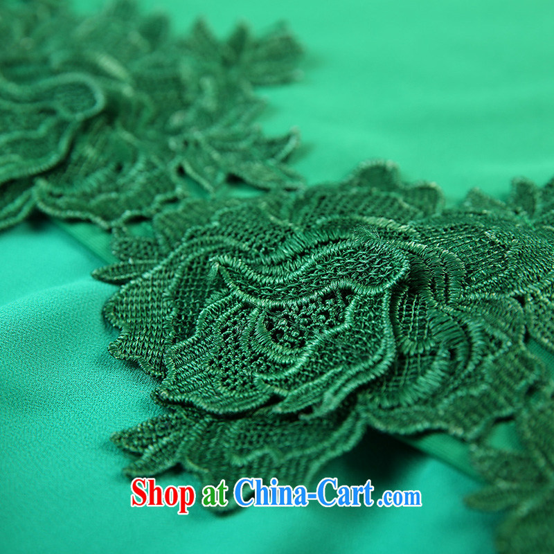 Slim LI Sau 2014 autumn and winter new, larger female Korean lace stitching flouncing loose ground 100 sweater Q 6720 green XL, slim Li-su, and shopping on the Internet