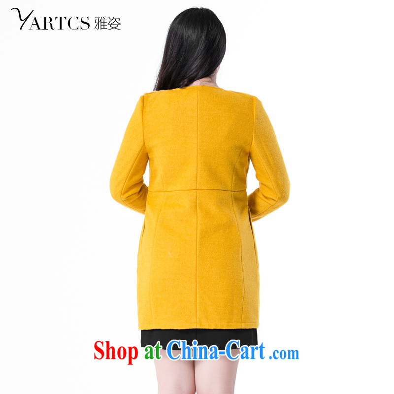 Colorful, larger women 2014 autumn and winter jacket Korean round-collar graphics thin hair that jacket T-shirt girl H 1012 yellow 5 XL, Jacob (yartcs), online shopping