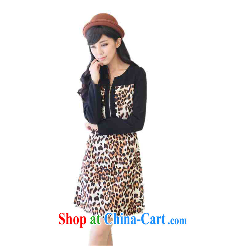 Package-mail delivery female XL dresses 2015 new autumn and winter clothing and stylish Leopard long-sleeved knit skirt solid OL graphics thin-lady skirt figure 3XL approximately 170 - 185 jack