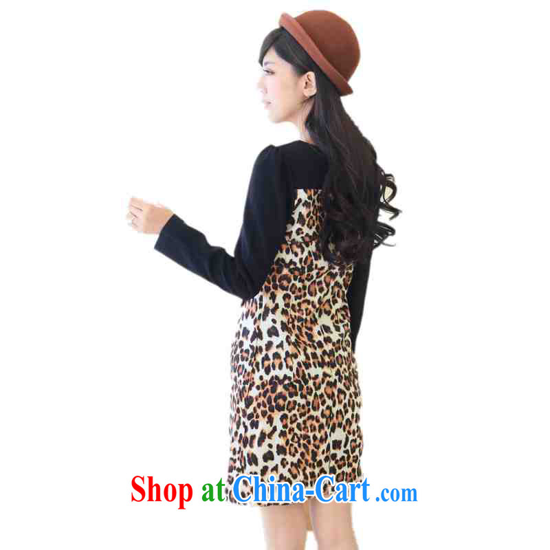 Package-mail delivery female XL dresses 2015 new autumn and winter clothing and stylish leopard print long-sleeved knit skirt solid OL graphics thin-lady skirt the color 3 XL approximately 170 - 185 jack, land is still the garment, shopping on the Internet