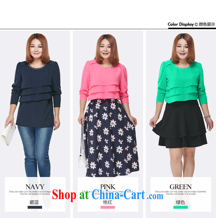 MSSHE XL ladies' 2015 the code female spring elegant ladies Layer Cake with round collar long-sleeved snow woven shirts T-shirt 2256 green 6 XL pictures, price, brand platters! Elections are good character, the national distribution, so why buy now enjoy more preferential! Health