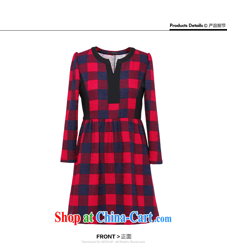 MSSHE XL female spring classic English style British Grid graphics thin A swing dresses clearance 2231 red and blue, 6 XL pictures, price, brand platters! Elections are good character, the national distribution, so why buy now enjoy more preferential! Health
