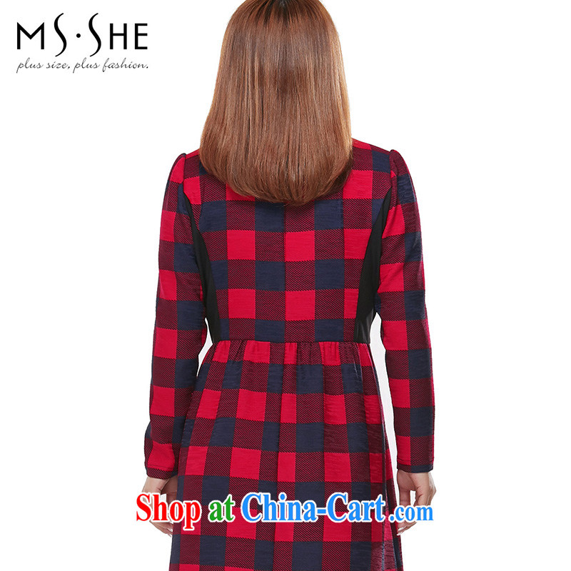 MSSHE XL female spring classic English style British Grid graphics thin A swing dresses clearance 2231 red and blue, 6 XL, Susan Carroll, Ms Elsie Leung Chow (MSSHE), shopping on the Internet