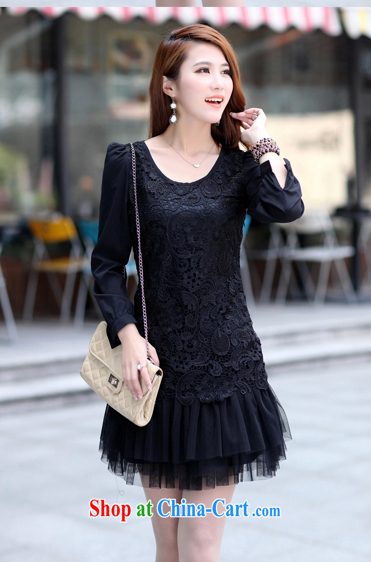 Lehman Ronnie lymalon 2015 autumn and winter new Korean thick MM larger female temperament beauty lace long-sleeved round neck dress 695 black 5 XL pictures, price, brand platters! Elections are good character, the national distribution, so why buy now enjoy more preferential! Health