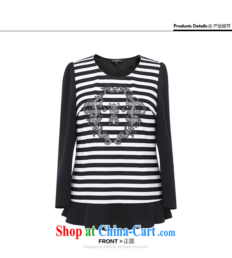 MSSHE XL female spring leisure streaks tile collision T color T-shirt T-shirt beauty clearance 2216 black-and-white, 6 XL pictures, price, brand platters! Elections are good character, the national distribution, so why buy now enjoy more preferential! Health