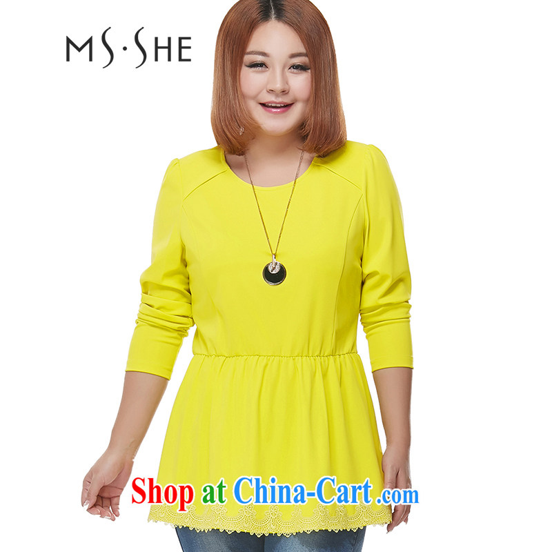 MsShe XL female new sweet, long T-shirt clearance 2206 yellow 3 XL is largely code