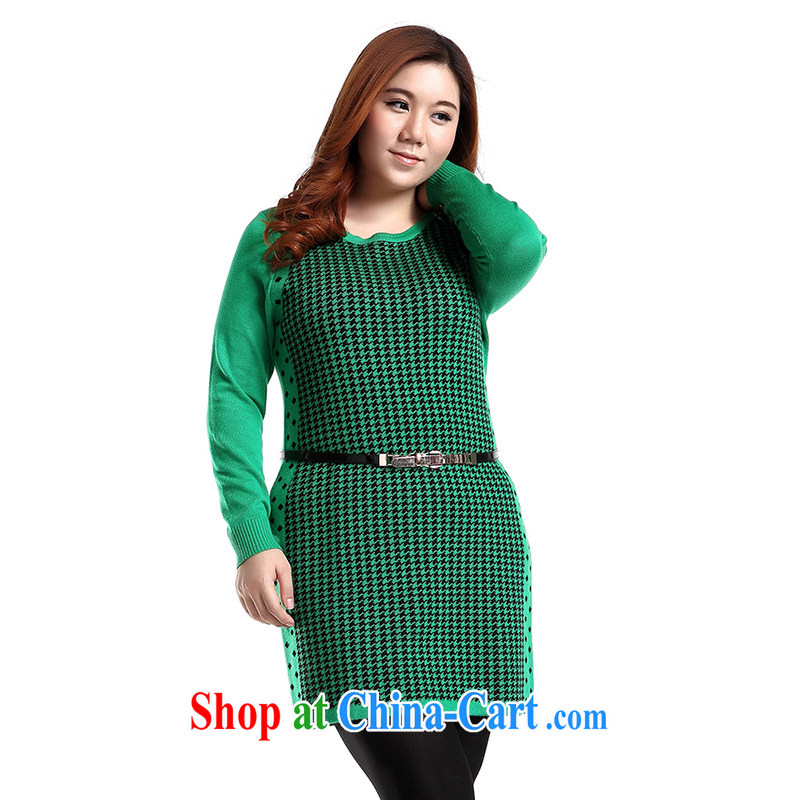 Slim LI Sau 2014 autumn and winter new, larger female 1000 birds, long-sleeved sweater video thin knitted dresses Q 5990 green 2 XL, slim Li-su, and shopping on the Internet