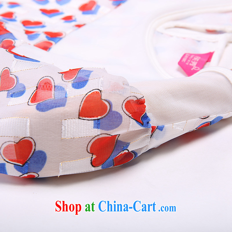 Slim Li-su summer 2014 new larger women mm thick heart-shaped stamp beauty series spelling skirts Q 5715 m White 4XL, slim Li-su, and shopping on the Internet