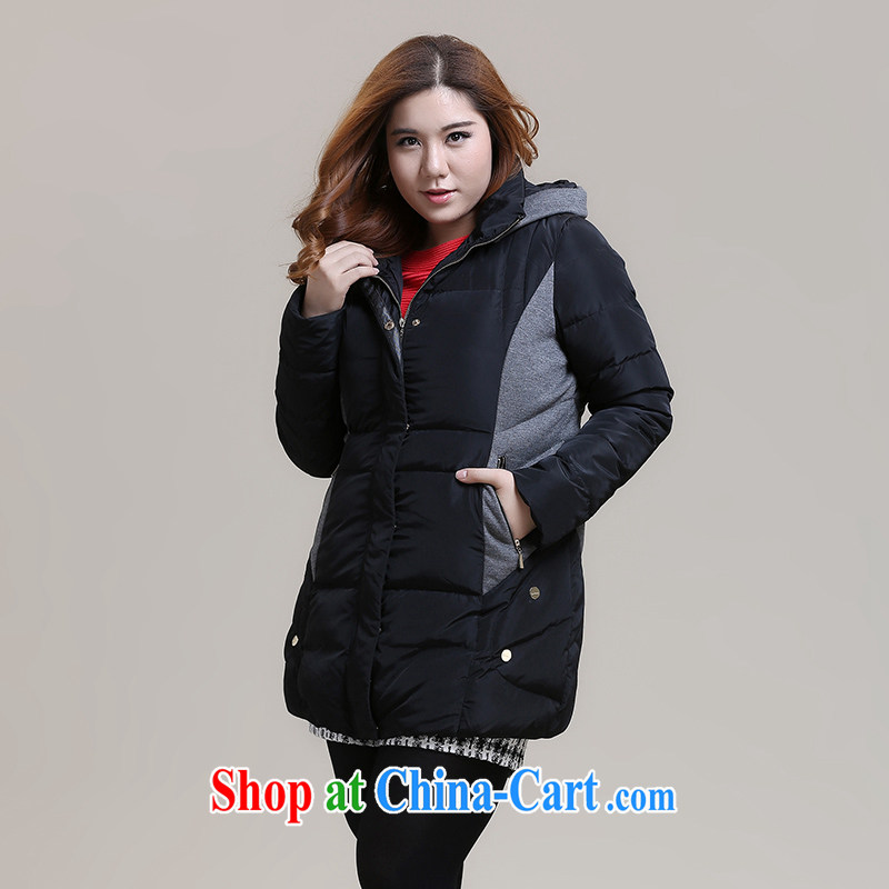 Slim Li-su 2014 autumn and winter new large, stylish girl with thick warm graphics thin, long jacket coat (removable cap head) Q 6006 black 3 XL, slim Li-su, and the online shopping