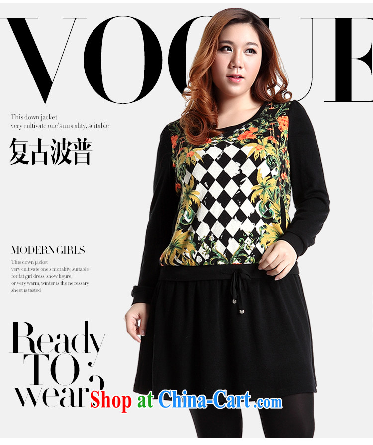Slim LI Sau 2014 autumn and winter new large, stylish girl false two retro stamp beauty graphics thin A swing knitting dress Q 6115 black L pictures, price, brand platters! Elections are good character, the national distribution, so why buy now enjoy more preferential! Health