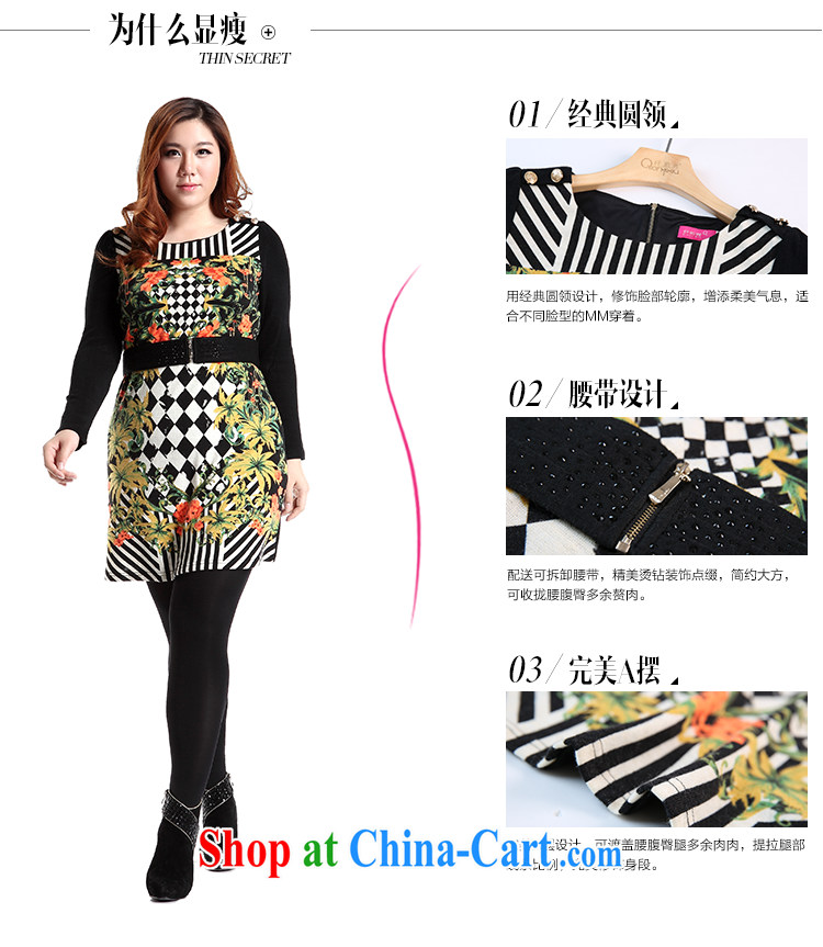 Slim LI Sau 2014 autumn and winter new large, stylish women's clothing retro stamp beauty graphics thin A swing knitting dress (with the belt) Q 6118 black XL pictures, price, brand platters! Elections are good character, the national distribution, so why buy now enjoy more preferential! Health