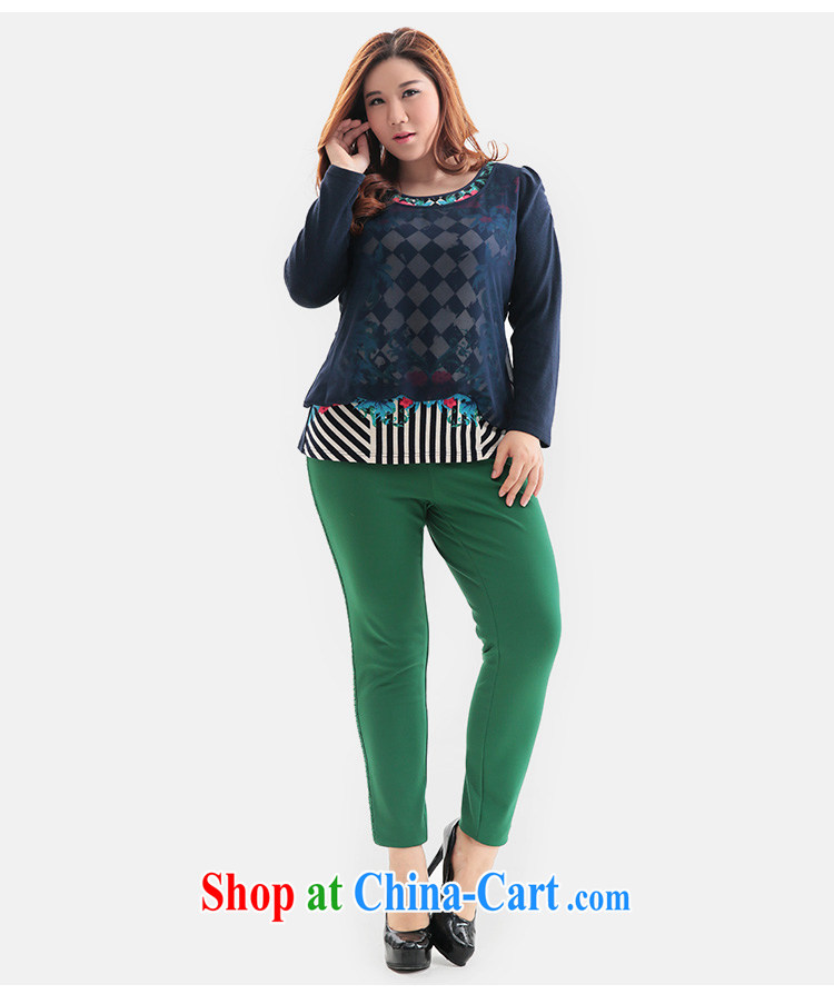 Slim LI Sau 2014 autumn and winter new large, stylish girl false Two stamp beauty graphics thin ice woven knitted solid shirt Q 6119 blue XL pictures, price, brand platters! Elections are good character, the national distribution, so why buy now enjoy more preferential! Health