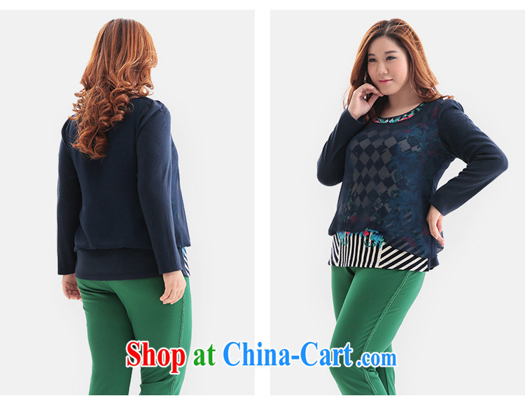 Slim LI Sau 2014 autumn and winter new large, stylish girl false Two stamp beauty graphics thin ice woven knitted solid shirt Q 6119 blue XL pictures, price, brand platters! Elections are good character, the national distribution, so why buy now enjoy more preferential! Health