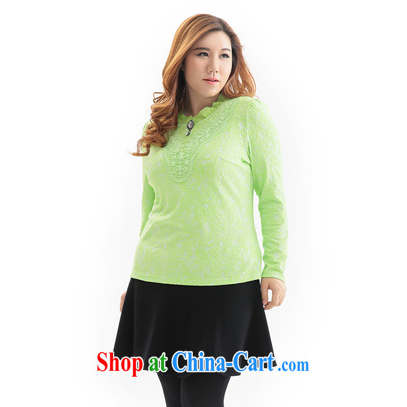 Slim Li-su 2014 autumn and winter new, larger female Korean snow woven stitching long-sleeved solid knit sweater Q 6325 green 4 XL, slim Li-su, and online shopping