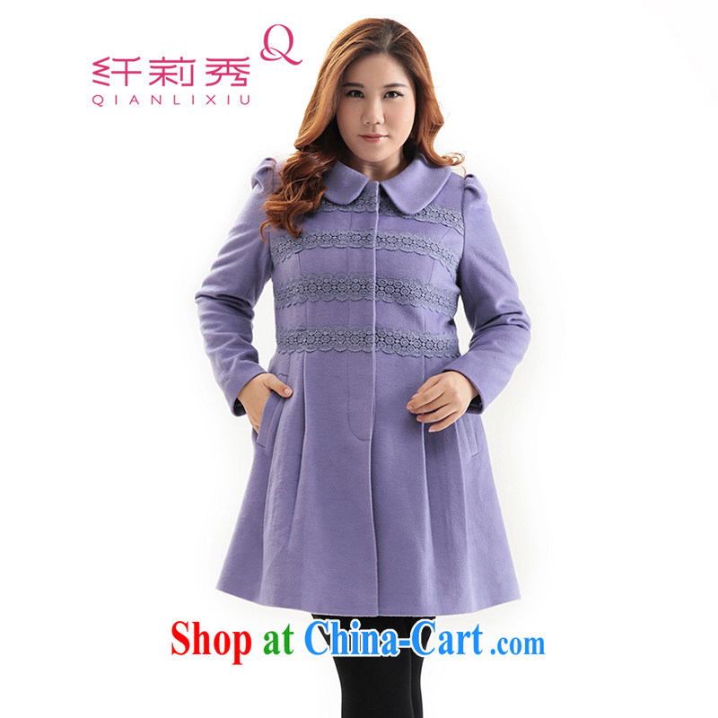 Slim Li-su 2014 autumn and winter new, larger female Korean version is gross coat female wind Yi Shen wool? sub-coat Q 6372 purple 4 XL, slim Li-su, and shopping on the Internet