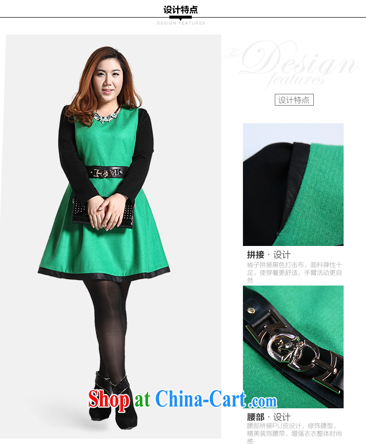 Slim LI Sau 2014 autumn and winter new, large, modern female knocked color stitching PU leather round-collar leisure A gross before it dresses Q 6568 green 4 XL pictures, price, brand platters! Elections are good character, the national distribution, so why buy now enjoy more preferential! Health