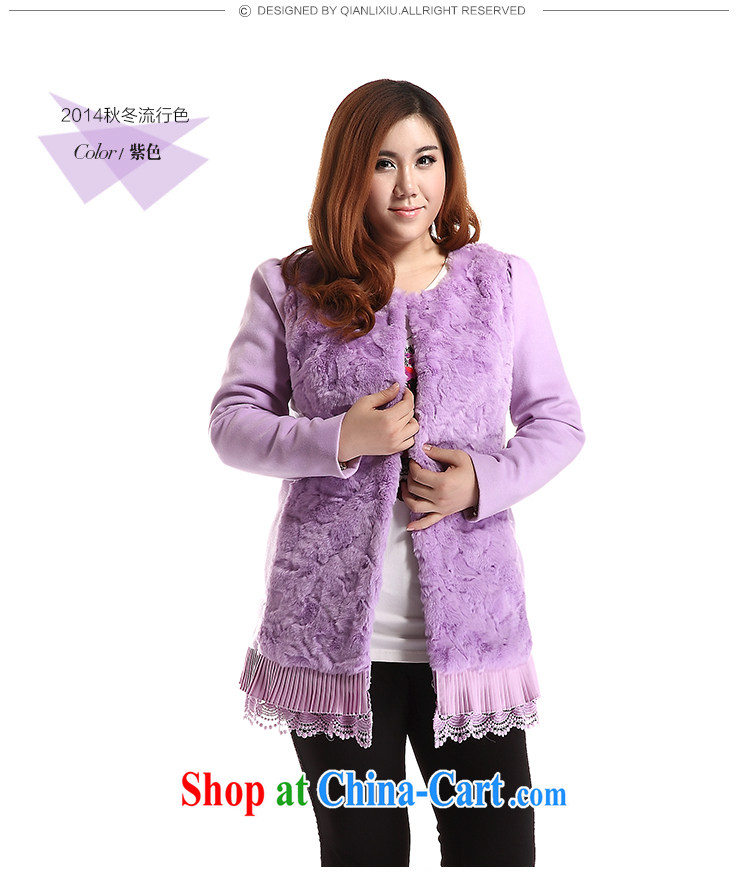 Slim LI Sau 2014 autumn and winter new, larger female Korean emulation, rabbit hair stitching warm long-sleeved? The jacket Q 6732 purple 2 XL pictures, price, brand platters! Elections are good character, the national distribution, so why buy now enjoy more preferential! Health