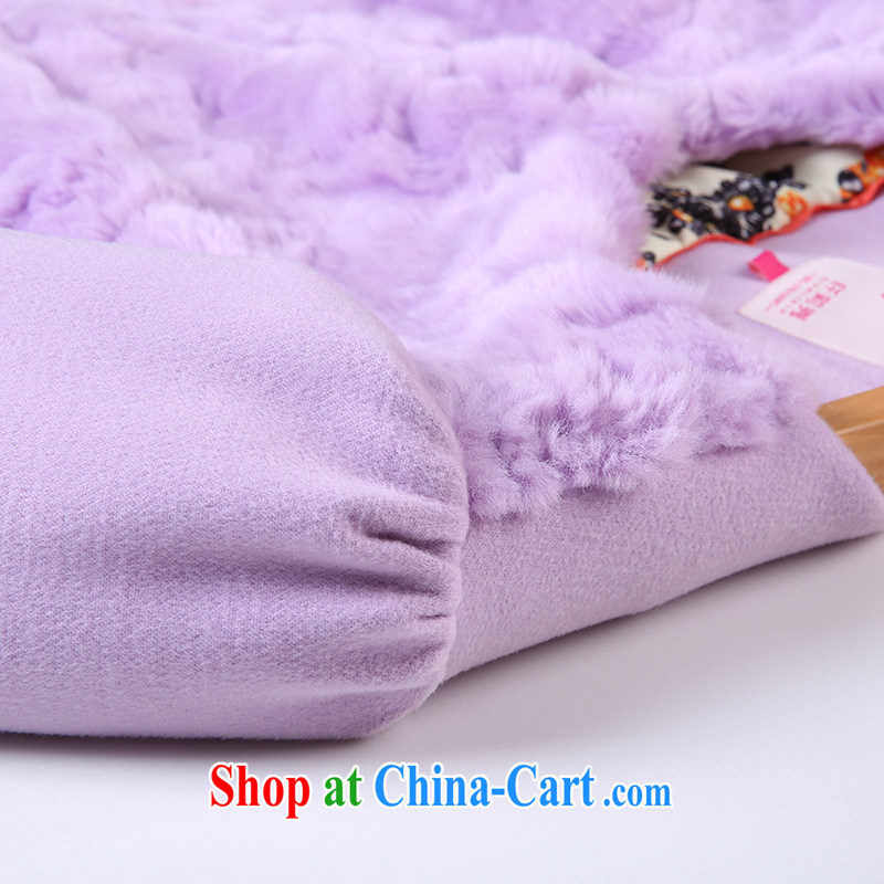 Slim LI Sau 2014 autumn and winter new, larger female Korean emulation, rabbit hair stitching warm long-sleeved? The jacket Q 6732 purple 2 XL, slim Li-su, and shopping on the Internet