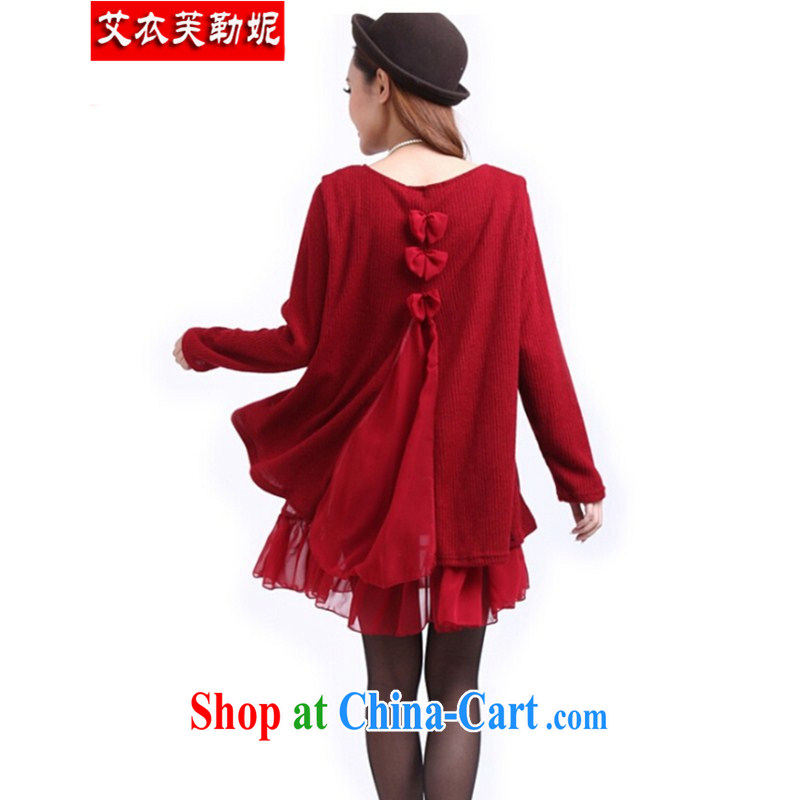 The Yi would be Connie, 2015 spring and summer with new Korean fashion loose the Code women with thick and fat and thick long-sleeved solid dress 2038 #sj wine red XXXXL, Yi would be, Connie, and shopping on the Internet