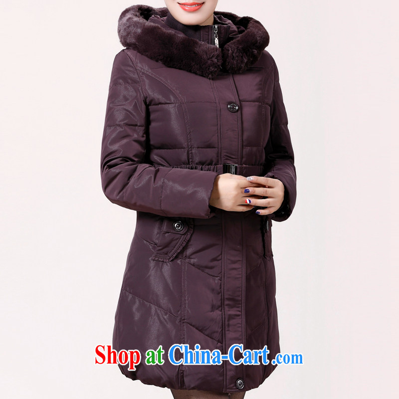 The line to take the rabbit hair for maximum code jacket, long, large, women with large, feather jacket J1156 - 5 two purple L, sea routes, the Code women, shopping on the Internet