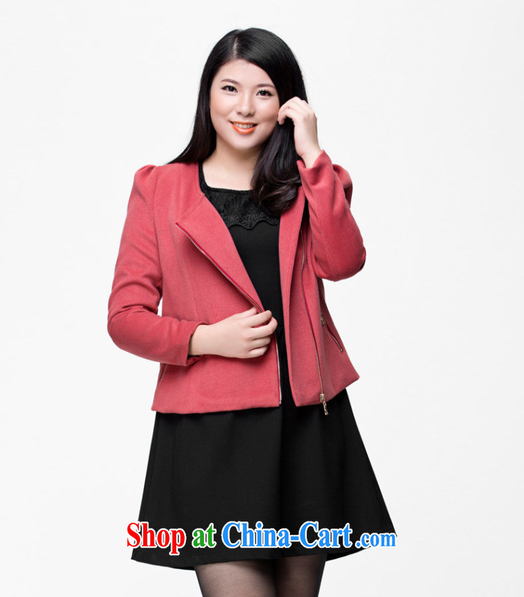 Colorful, larger female 2014 autumn and winter jacket Korean side zipper bubble sleeve graphics thin hair so jacket coat female 豆沙 red 5 XL pictures, price, brand platters! Elections are good character, the national distribution, so why buy now enjoy more preferential! Health
