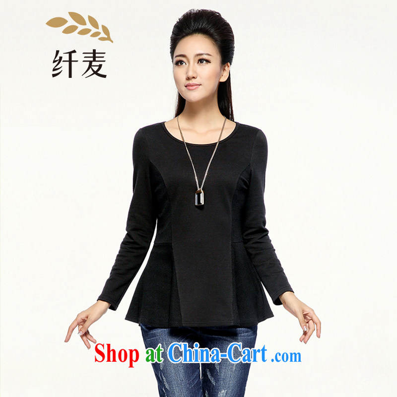 Slim, Mr Big, women 2014 winter clothes new, thick mm stylish simplicity and cultivating long-sleeved knit shirts 944365100 black XL