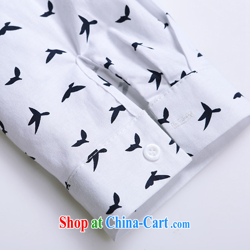 Special Offers clearance does not return not-for-autumn and winter with the Code female thick mm thick sister birds pattern stamp beauty graphics thin, long, large, shirts 1445 white 4XL, Dan Jie Shi (DANJIESHI), online shopping