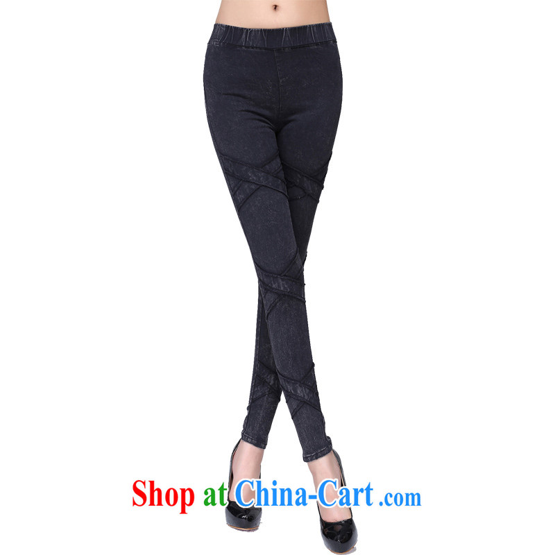 Land is the Yi 2014 winter new Korean lady 100 ground-water stretch cotton pants, large, female and FAT and FAT sister graphics thin solid pants picture color XL, land is still the garment, online shopping