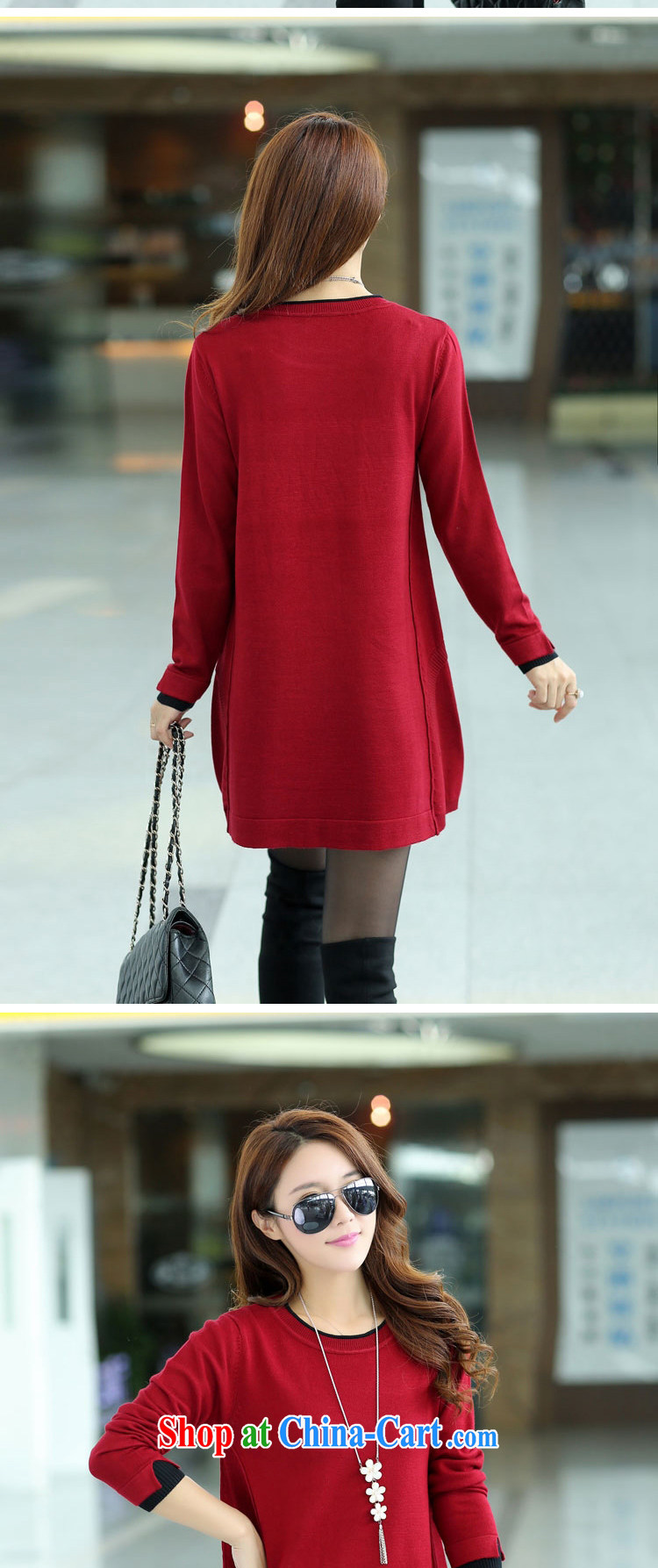 Kaixin Connie 2014 autumn and winter new Korean version thick MM loose video thin sweater, long-dresses wine red XXXXL pictures, price, brand platters! Elections are good character, the national distribution, so why buy now enjoy more preferential! Health