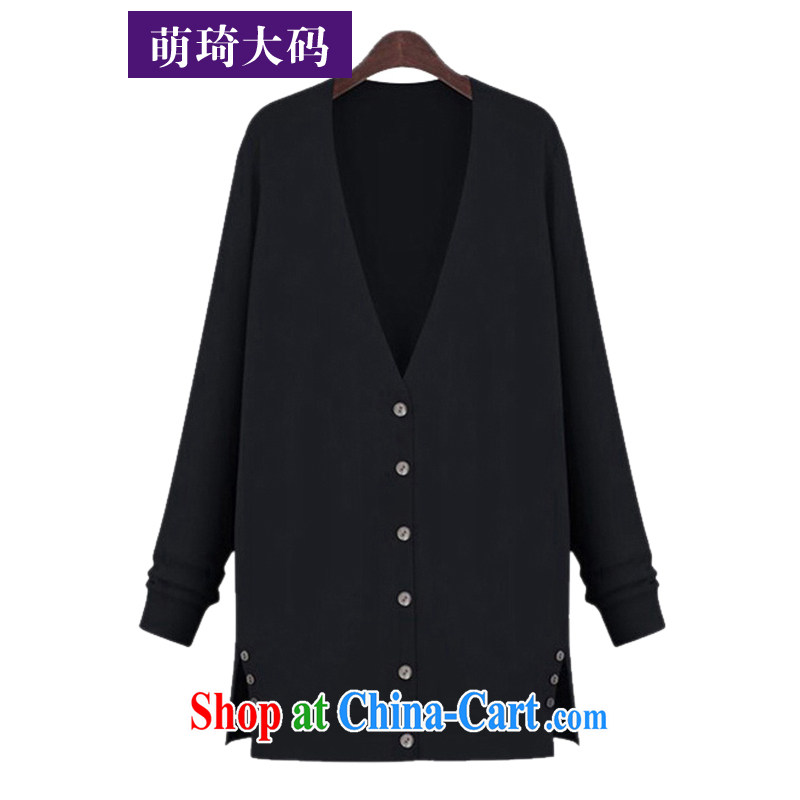 Let Ki MengQi fall 2014 with new, larger women mm thick solid-colored, long-sleeved knit shirts large numbers on T-shirt, jacket 1446 black 5 XL