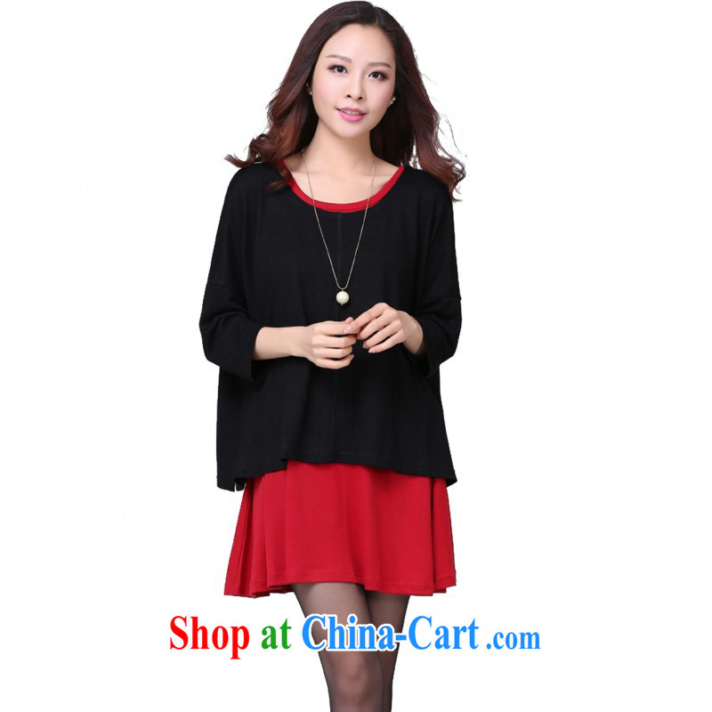 Constitution, colorful package mail female loose, cotton balls dresses and indeed XL stylish bat sleeves 2-Piece vest skirt solid collision Color Lounge 7 cuff red 4 XL approximately 180 - 200 jack