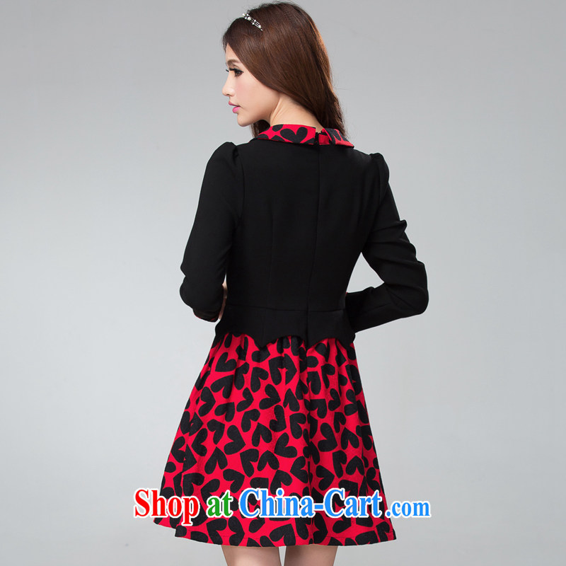 cheer for Fall/Winter new products, women with expertise in Europe and MM heart-shaped graphics thin XL long-sleeved dress of the 2352 red 2 XL, cross-sectoral provision (qisuo), online shopping