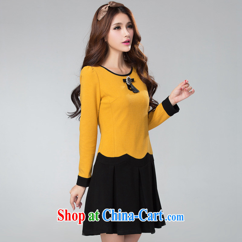 cheer for Fall/Winter new products, women mm thick sweet graphics thin and thick, long-sleeved? The dress of the 2351 yellow 5 XL, cross-sectoral provision (qisuo), shopping on the Internet