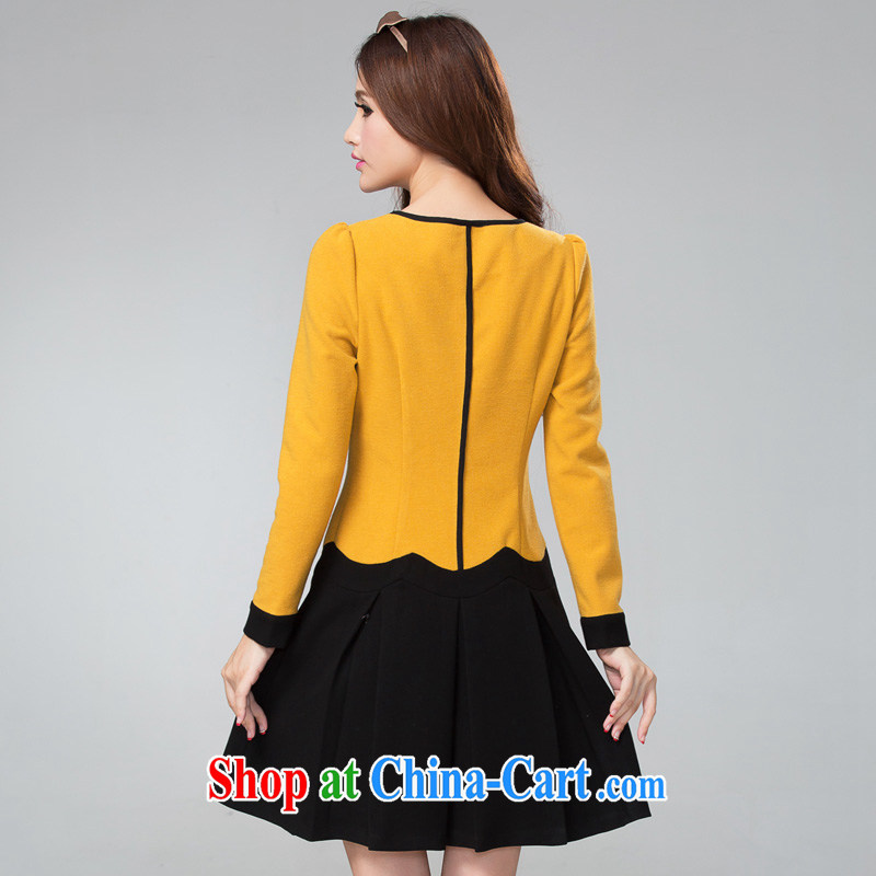 cheer for Fall/Winter new products, women mm thick sweet graphics thin and thick, long-sleeved? The dress of the 2351 yellow 5 XL, cross-sectoral provision (qisuo), shopping on the Internet